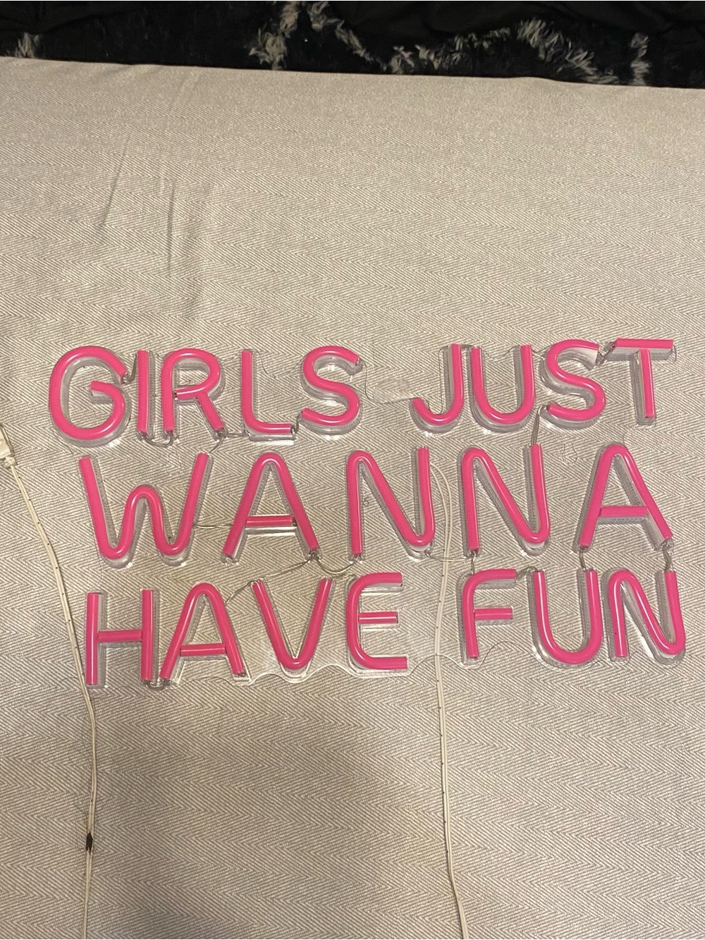 Pink "GIRLS JUST WANNA HAVE FUN" Neon LED Wall Sign